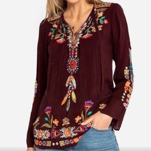 Johnny Was NWT Merlot Free Spirit Embroidered Top XL
